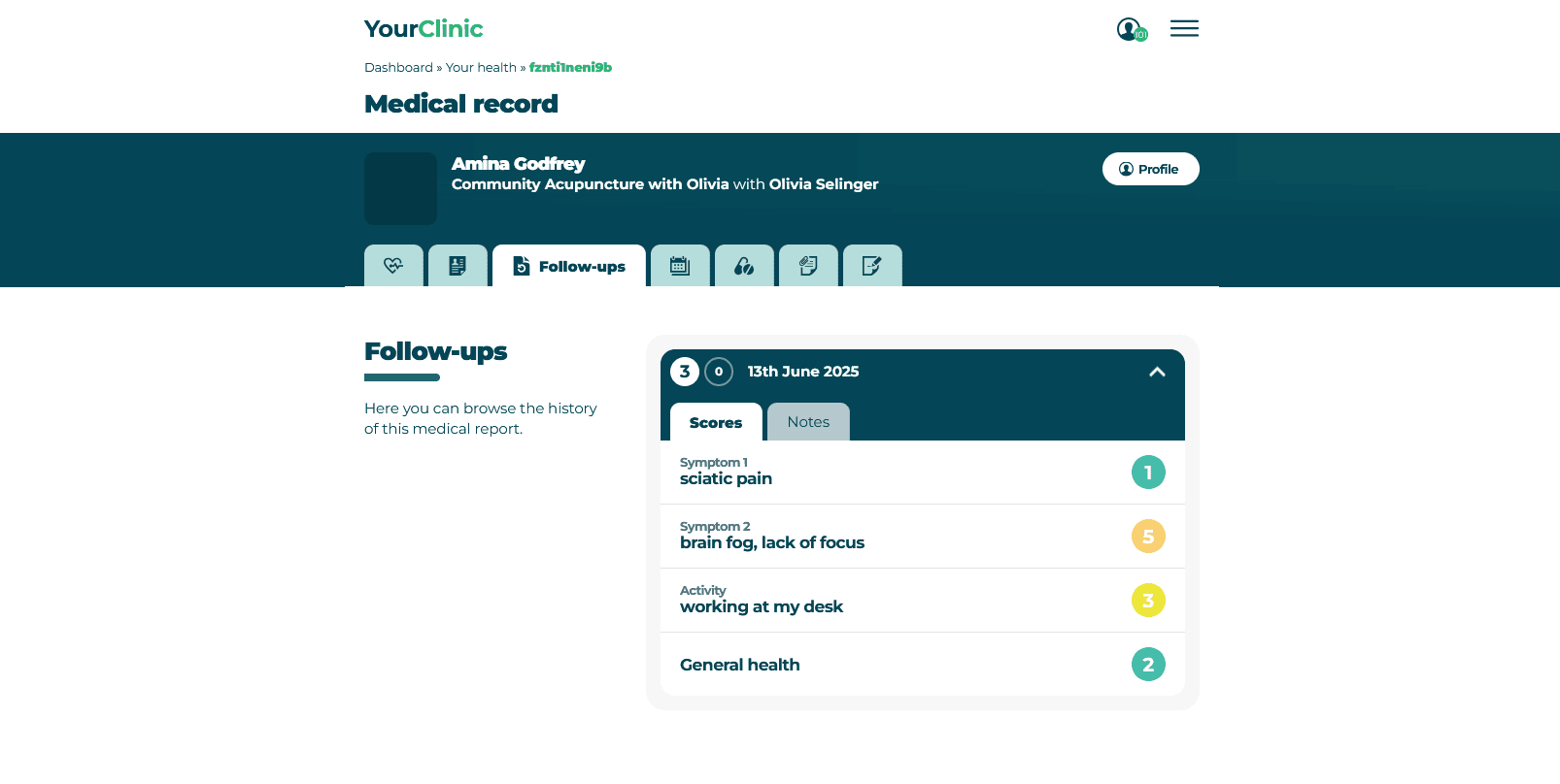 YourClinic outcomes tracking